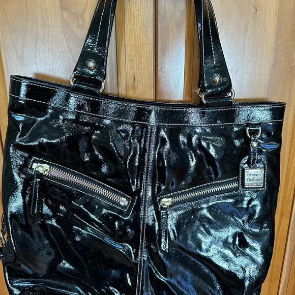 Dooney & Bourne Black Patent Sara Bag Large Size & Wallet - Picture 3 of 5